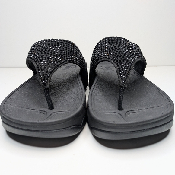 Fitflop LULU Crystal black toe post sandals black flip flops toe thong size 8 - Picture 4 of 7